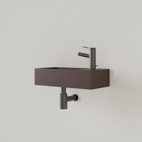 Sanigoods Nano fontein rechts choco bruin met kraangat 36x18cm