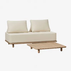Tuinset Met 2-zitsbank En Vierkante Salontafel 95x95 Cm In Acacia Portet Lichte Acaciekleur - Sklum