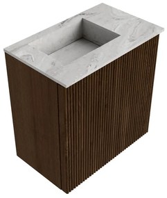 Mondiaz Joya DLux 40cm toiletmeubel walnut met wastafel faye links zonder kraangat glace