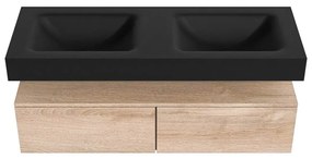 Zaro Alan badmeubel 130cm washed oak 2 lades met vrijhangende wastafel cloud dubbel 2 kraangaten urban
