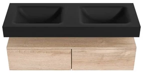 Zaro Alan badmeubel 130cm washed oak 2 lades met vrijhangende wastafel cloud dubbel 2 kraangaten urban