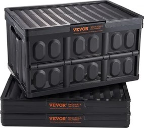 VEVOR Set van 3 45L Professionele Vouwdozen van PP Transportdoos met Deksel Vouwbare Opbergdoos met Handvat Stapelbare Dozen Opbergdoos Vouwdozen Stapelbare Dozen voor Opslag &amp; Transport