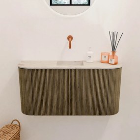 Mondiaz Joya DLux 85cm toiletmeubel ronding links/rechts dusk met wastafel faye midden zonder kraangat frappe