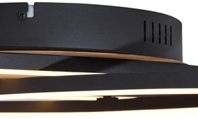 Plafondlamp zwart met walnoot hout incl. LED 3-staps dimbaar 2-lichts - Kane Modern rond Binnenverlichting Lamp