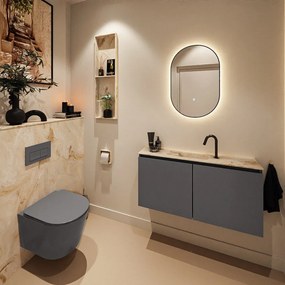 Mondiaz Ture DLux toiletmeubel 100cm dark grey met wastafel frappe midden met kraangat