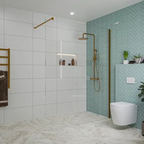 Fortifura Galeria inloopdouche - 160x200cm - helder glas - wandarm - Geborsteld koper PVD (Koper) SW797918/SW876702