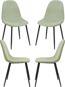 Set 4 Teok Black Stoffen Stoelen