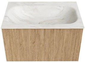 Mondiaz Kurve-dlux 70cm badmeubel oak met 1 lade en wastafel big small midden 1 kraangat ostra
