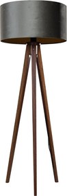 Vloerlamp tripod walnoot hout met velours kap groen 50cm - Tripod Classic