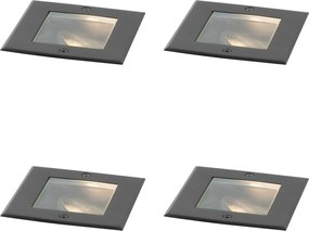 Set van 4 moderne grondspots zwart verstelbaar IP65 - Oneon