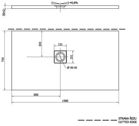 Polysan Flexia rechthoekige douchebak 130x70cm wit