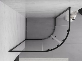 Mexen Exo-S Duo asymmetrische halfronde douchecabine schuifdeur 90 x 80 cm, transparant, zwart - 8132-090-080-70-00