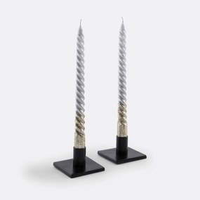 Set van 2 gedraaide kaarsen met glitters, Caspar