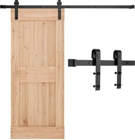 VEVOR Schuifdeursysteem 2 m rail, draagvermogen 150 kg, compatibel met 91,4-101,6 cm breedte en 3,5-4,5 cm dikte, enkele schuifdeur, rail en J-vormige rol, zwart