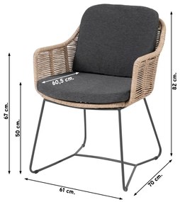 Belmond naturel/Privada 240x107 - Ovale tuinset - 7-delig