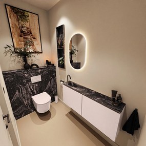 Mondiaz Ture DLux toiletmeubel 120cm rosee met wastafel lava links met kraangat