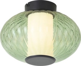 Design plafondlamp zwart 28cm met groen glas incl. LED 3-staps dimbaar - Margherite