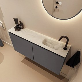 Mondiaz Ture DLux toiletmeubel 100cm dark grey met wastafel ostra rechts met kraangat