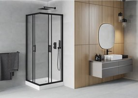 Mexen Rio vierkante douchecabine 70 x 70 cm, transparant, zwart + douchebak, wit - 860-070-070-70-00-4510