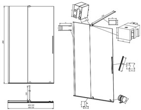 SaniGoods Xava inloopdouche met schuifdeur 120x200cm helder glas