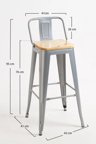 Kruk Torix met rugleuning van natuurlijk hout