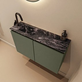 Mondiaz Ture DLux toiletmeubel 80cm army met wastafel lava links met kraangat