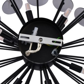 Art Deco plafondlamp zwart met smoke - Atomic