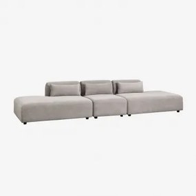 3-delige Modulaire Bank Met Dubbele Chaise Longue Fogler Corduroy Licht Taupegrijs - Sklum
