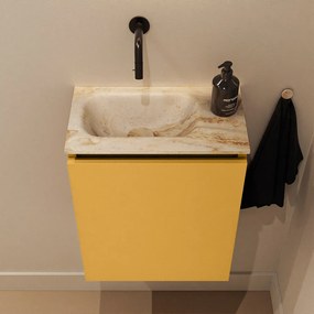 Mondiaz Ture DLux toiletmeubel 40cm ocher met wastafel frappe links zonder kraangat