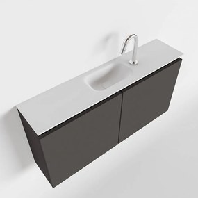Mondiaz Ture 100cm toiletmeubel dark grey met wastafel talc midden 1 kraangat