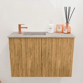 Mondiaz Joya DLux 60cm toiletmeubel oak met wastafel faye links 1 kraangat glace