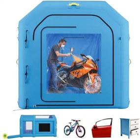VEVOR Opblaasbare Spuitcabine 4x2,5x2,5 m Spuitcabine Verftent Blauw, met 750W Ventilator, Actieve Koolstoffiltratie, Transparant PVC Raam voor Fietsen, Motoren &amp; Kleine Meubels, Draagbaar
