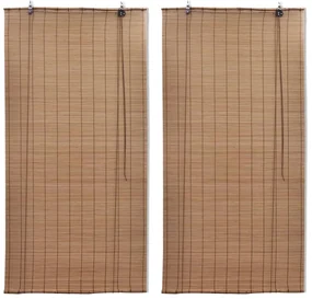 vidaXL Rolgordijnen 2 st 150x220 cm bamboe bruin