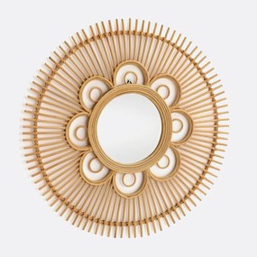 Ronde spiegel in rotan, bloemvormingØ90 cm, Nogu