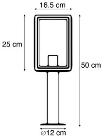 Buitenlamp paal grijs 50 cm IP44 - Sutton Klassiek / Antiek, Landelijk / Rustiek, Retro E27 IP44 Buitenverlichting kubus / vierkant vierkant