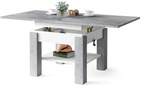 CLEO beton/wit, uitschuifbare salontafel