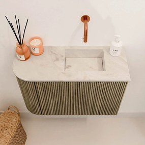 Mondiaz Joya DLux 60cm toiletmeubel ronding links dusk met wastafel faye rechts zonder kraangat frappe