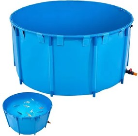 VEVOR Canvas Visvijver, 3100L Capaciteit, PVC Koi Aquarium, Ronde Goudvissentank met Stevig Frame & Afvoerklep, voor Aquacultuur, Koi Kweek & Irrigatie (Blauw)