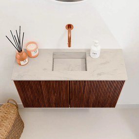 Mondiaz Joya DLux 70cm toiletmeubel ruby met wastafel faye midden zonder kraangat opalo