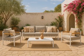 Stoel en Bank Loungeset 5 personen Aluminium Wit  Coco Avellino