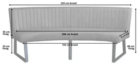 Eetkamerbank - Hengelo - stof Element roze 10 - geschikt voor ovale tafel 200 cm