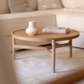 Salontafel, 74 cm diameter, eikenfineer, ALYASA