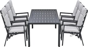 Garden Impressions Kasper tuinset 7-delig - tuintafel 220x93 cm donker grijs