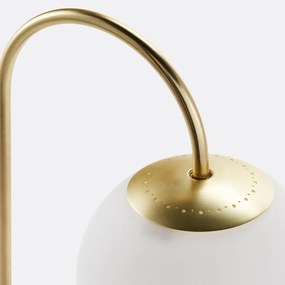 Tafellamp in messing en opaline glas, Moricio