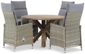 Tuinset Ronde Tuintafel 120 cm Wicker Taupe 4 personen Garden Collections Madera/Sand