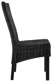 vidaXL Eetkamerstoelen 2 st kubu rattan en mangohout zwart