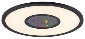 Plafondlamp met dimmer zwart incl. LED RGBW met afstandsbediening - Plamen Kinderlamp rond Binnenverlichting Lamp