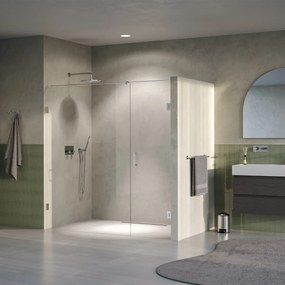 Brauer Void profielloze nisdeur 200cm met draaideur 70cm aan muur RVS geborsteld PVD