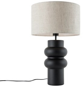 Design tafellamp zwart stoffen kap lichtgrijs 35 cm - Alisia Design E27 rond Binnenverlichting Lamp