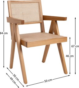 Rotan Stoel Met Armleuningen Naturel